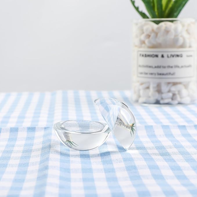 SWTHONY 2pcs 1.6inch Crystal Dome Magnifying Paperweight, Reading Magnifier Glass Paper Weights for Outdoor Events, Office Desk