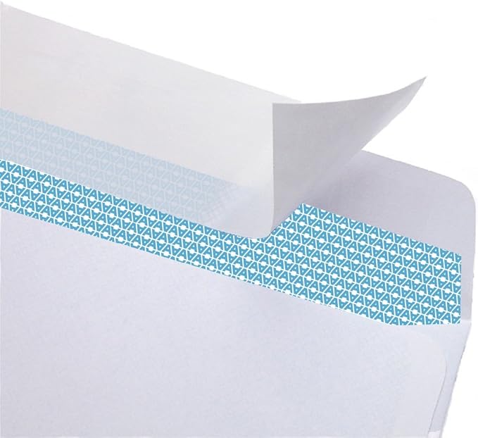 Aimoh #10 Security Tinted Self-Seal Envelopes - No Window - EnveGuard, Size 4-1/8 X 9-1/2 Inches - White - 24 LB - 1 Case - 24 Packs - 2,400 Envelopes (34100-CS)