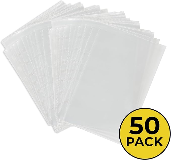 Samsill Sheet Protectors, 5.5x8.5 Inch Page Protectors for 3 Ring Binder, Super Heavy Duty, Secure Top Flap Protector, Letter Size, Top Loading, Acid Free, 50 Pack