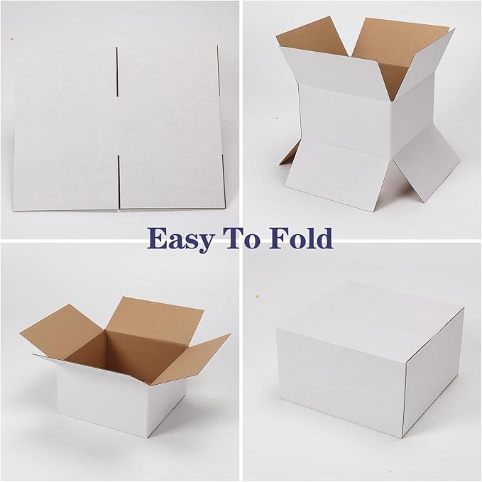 7x7x4 Shipping Boxes Set of 40, White Kraft Corrugated Cardboard Boxes Mailers for Packaging