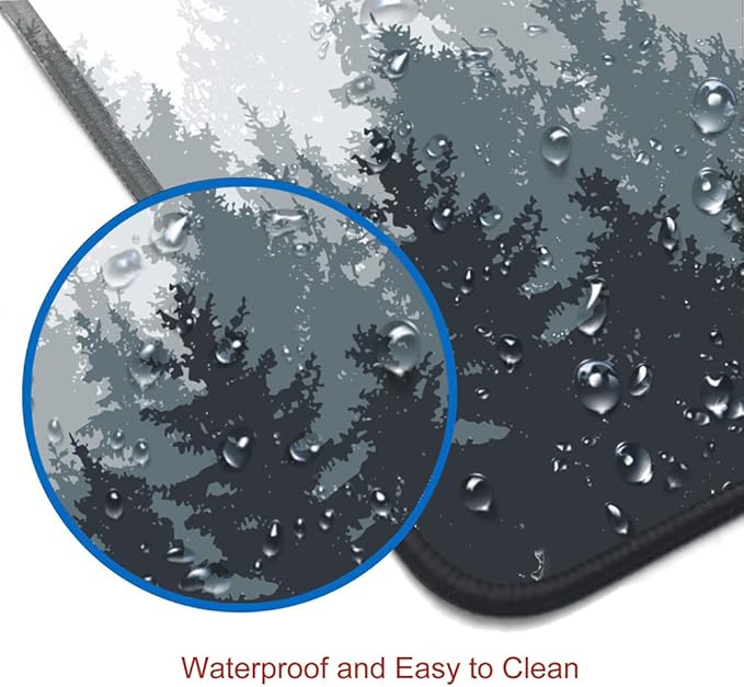 Gaming Mouse Pad Large, Keyboard Mouse Mat Desk Pad, Non-Slip Rubber Base with Stitched Edges Mousepad, 31.5X11.8 inch Misty Forest Tree