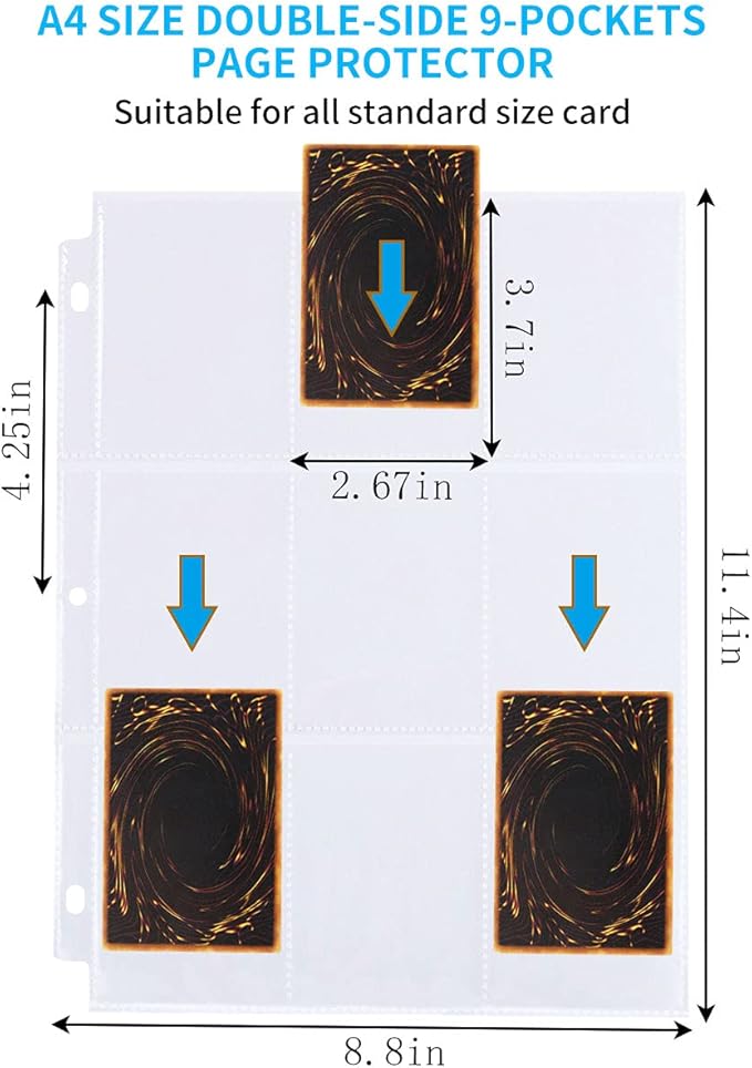 9 Pocket Page Protector - 648 Pockets Premium Double Side Trading Card Sleeves Pages for 3 Ring Binder, Standard Size Card Sheets Protectors