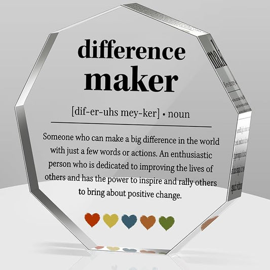Difference Maker Gifts Thank You Gifts for Leader Boss Best Mom Mentor Coach Boss Manager Coworker Teacher Appreciation Quote Difference Maker Home Office Gift Desk Decor Signs Plaques