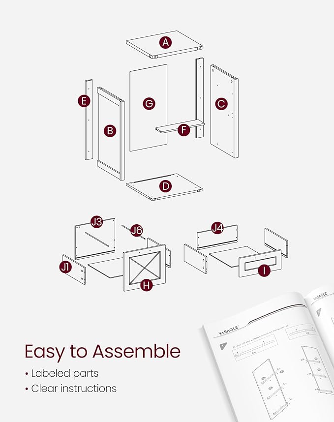 VASAGLE File Cabinet, Filing Cabinet with 3 Drawers, Printer Stand, Fit A4, Letter Size, Hanging File Folders, Modern Farmhouse Style, for Home Office, Rustic White UOFC054T73