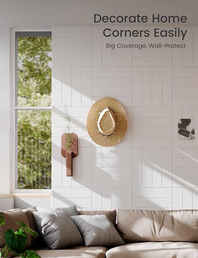 Felt Bulletin Board Tiles Large 48" x 36" Cork Board Alternative-12 Pack with 70 Adhesive Tabs, Thick Slat Wall Panels for Office Decor, Push Pin Board Wall Organizer Alternative-Milky White