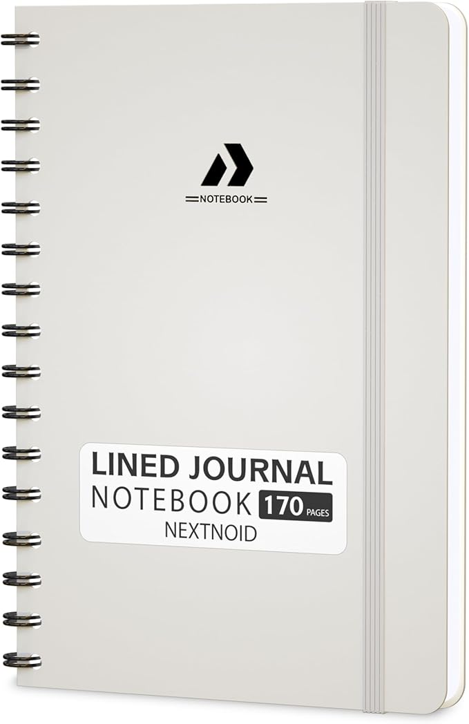 Lined Spiral Journal Notebook For Women & Men - Hardcover A5 Journal 170 Pages, Notebook for Work & Note Taking College Ruled Notebook - Beige
