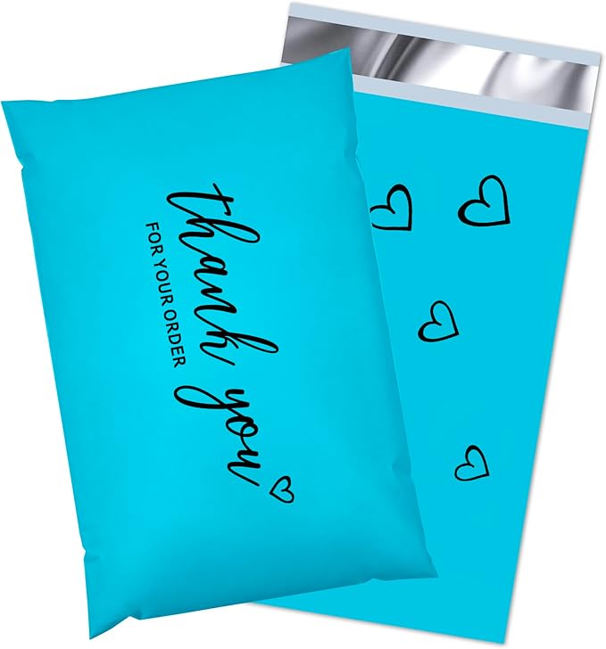 JinRuiKJ Thank You Poly Mailer 6x9 Inch 100 PCS, Shipping Bags for Clothing, Packaging Bags for Small Business, Strong Adhensive, Waterproof and Tear-Resistant Mailing Envelopes, Blue