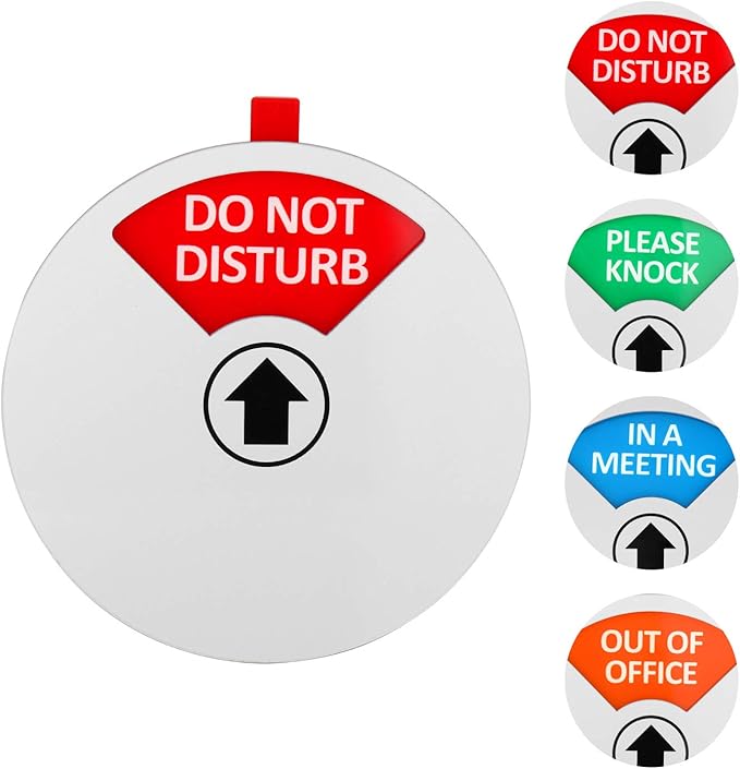 Kichwit Privacy Sign for Office Door, Do Not Disturb, Out of Office, Please Knock, In a Meeting, Conference Sign for Offices, 5 Inch, Silver