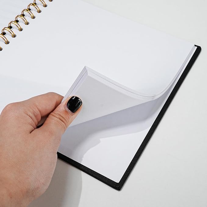 Vienrose 8x8 Inch Scrapbook DIY Small Hardcover Kraft White Pages Scrapbook Photo Album Linen Cover Scrap Book Photo Albums Scrapbooking Supplies Kit for Couple Family Wedding Travel Black