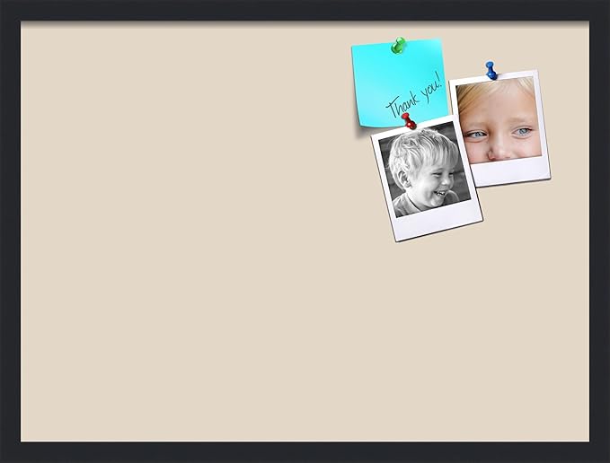 PinPix 27x20 Inch Cork Bulletin Board. This Decorative Framed Pin Board Comes with Desert Pastel Design and a Satin Black Frame. Ideal for Home Office Decor or Message Board (PinPix-1815)