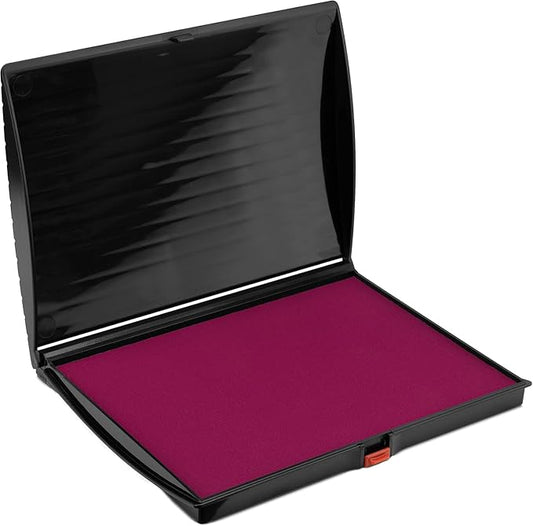 Large Premium Magenta Purple Ink Stamp Pad - 5" by 7" - Quality Felt Pad - Case with Closing snap