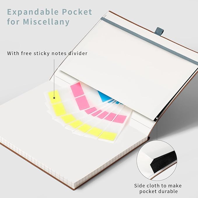 AHGXG Graph Paper Notebook - Grid Notebook Journal, 120 GSM Thick Graph Paper, Large B5 Notebook 96 Pages, Leather Softcover, for Graphing, Writing, Math, Engineering, 7.6'' X 10'' - Gray Blue