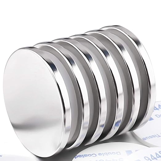 LOVIMAG Super Strong Neodymium Disc Magnets, Powerful Rare Earth Magnets, Heavy Duty Magnet with Adhesive Backing - 1.26 inch x 1/8 inch, Pack of 6