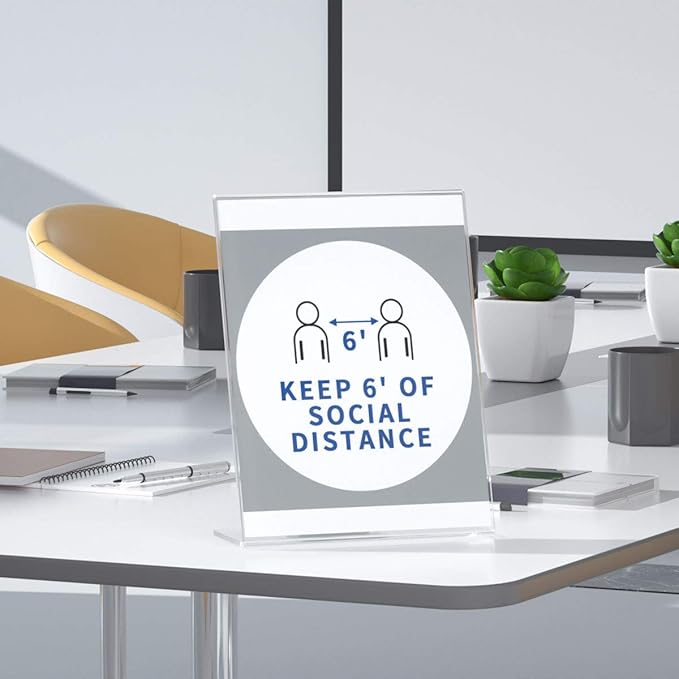 NIUBEE 6Pack Slant Back Acrylic Sign Holder 4x6 inches, Clear Vertical Picture Frames, Desktop Flyer Holder Document Holder Paper Display Stand