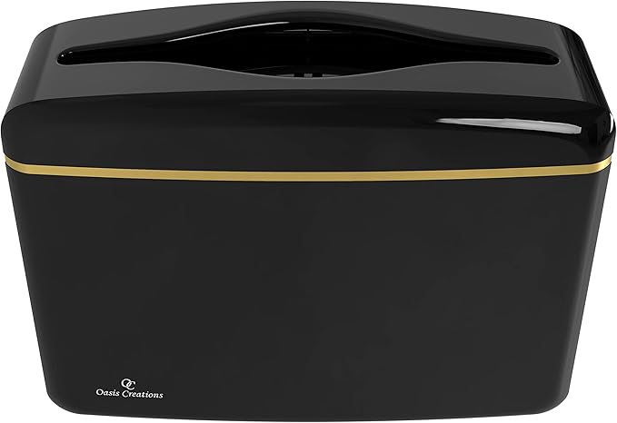 Countertop Multifold Hand Paper Towel Dispenser by Oasis Creations, Single Sheet Dispensing – Glossy Black