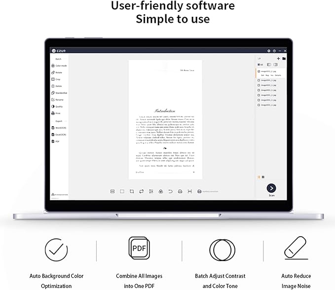 CZUR Aura Pro Portable Book Scanner, A3 Document Scanner, Auto-Flatten & Fingerprint Removal Technologies, Multi-Language OCR, 90° Foldable, for Mac & Windows