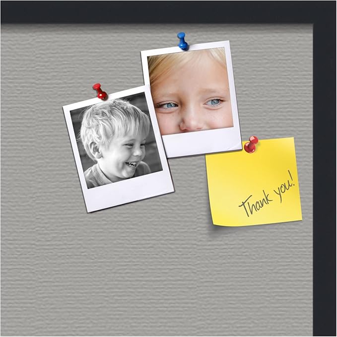 PinPix 24x24 Inch Cork Bulletin Board. This Decorative Framed Pin Board Comes with Dark Stone Design and a Satin Black Frame. Ideal for Home Office Decor or Message Board (PinPix-1808)