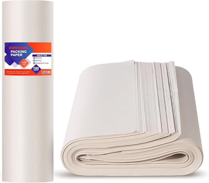 15" x 12" Newsprint Paper for Moving Boxes, 180 Sheets Packing Paper for Moving Supplies, Newspaper Wrapping Paper for Moving, Shipping, Packaging, Packing Boxes, Dishes Glasses Filler Materials