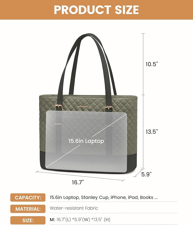 LOVEVOOK Laptop Bag for Women, 15.6 Inch Work Tote Computer Bag With Large Cup Holder, Lightweight Large Laptop Briefcase for Travel, Bussiness, Teacher