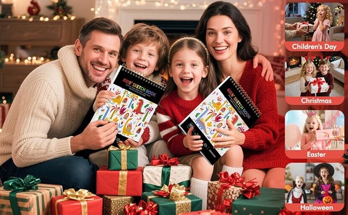 Soucolor 9" x 12" Kids Sketch Book, 100 Sheets Spiral Bound Art Sketchbook, Acid Free Artist Drawing Book Paper, Art Supplies for Adults, Craft Activities, Sketch Paper for Drawing Coloring Sketching