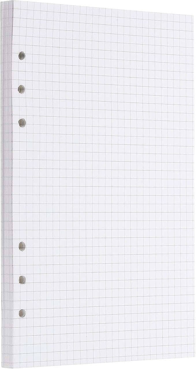 PATIKIL A5 Grid Refill Paper 6-Ring Binder Loose Leaf Planner Filler Paper Planner Inserts, 80 Sheets/160 Pages, Lined