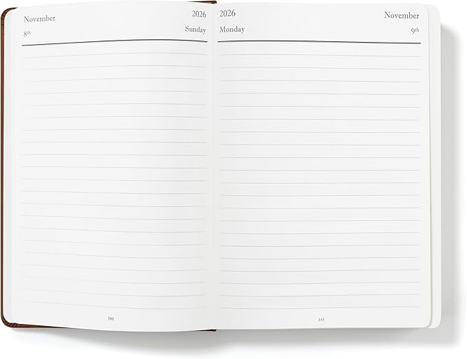 Wykeham's Executive 2026 Daily Journal Planner – US Public Holidays & Format – Customization Available (Brown, 8.5"×5.5")