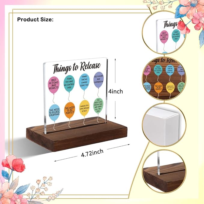 Mental Health Gifts for Women, Encouragement Gifts for Women, Positive Affirmation Gift for Woman, Modern Acrylic Desk Plaque with Inspirational Quotes, 10 x 10 x 1.5 cm,XXD47