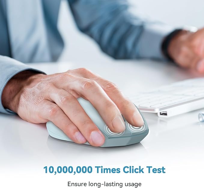 TECKNET Bluetooth Mouse, 4800 DPI Wireless Mouse, 2-Year Battery 6 Adjustable DPI, 6 Buttons Compatible with Laptop/Windows/Computer - Lightblue