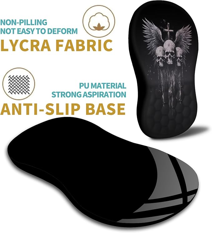 Hokafenle Ergonomic Mouse Pad Wrist Support with Massage Design, Wrist Rest Pain Relief Mousepad with Memory Foam&Non-Slip PU Base, Mouse Pads for Wireless Mouse & Desk (12x8 inch,Demon Angel)