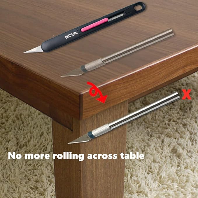 Nova Precision Craft & Hobby Knife, Premium Safety Cutter for Trimming, Vinyl Weeding and Art, Innovative Flat Design for a Better Use, Retractable #11 Fine Point Blade, Super Slim and Safe (Pink)