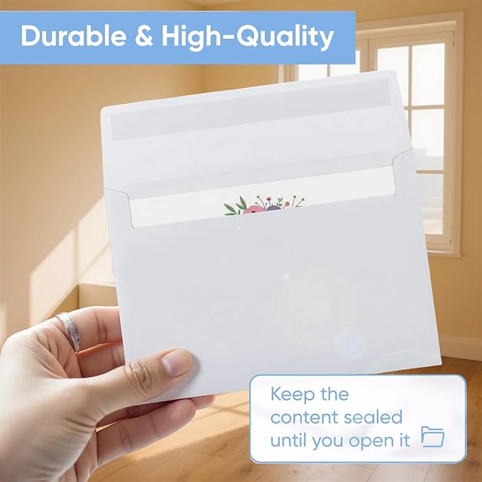 Envelopes self seal, 5×7 inches, White A7 Envelopes for Wedding Invitations, Photo Storage, Greeting Card Enclosures, 50 packs（white）