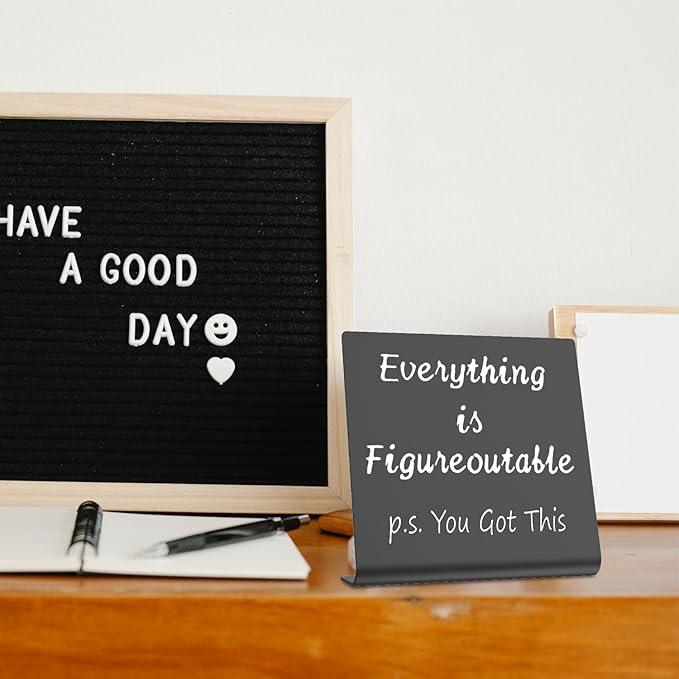 Home Office Desk Decor P.S. You Got This Everything is Figureoutable Gifts For Women Best Friend Encouragement Cheer Up Gifts Inspiration Positive Plaque For Cowoker Motivational Sign XBT