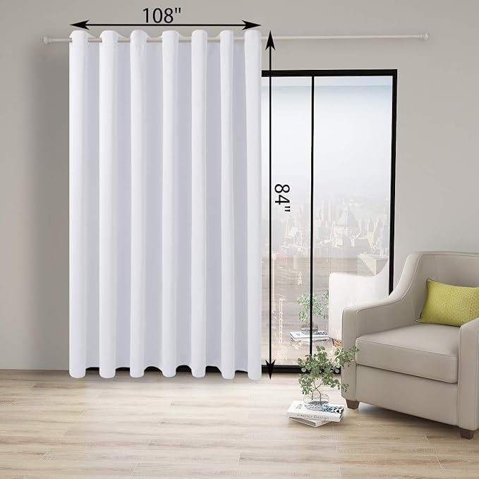 BONZER Room Divider Curtain Screen Partitions Total Privacy Wall Wide Blackout Curtains for Shared Room, 84L x 108W Inch (7L x 9W ft), 1 Panel, Greyish White