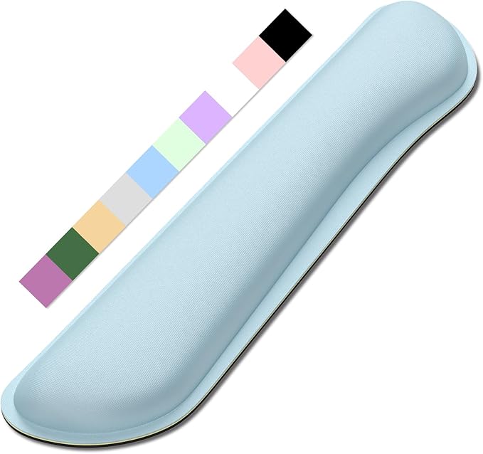 Dapesuom Enlarge Keyboard Wrist Rest, Memory Foam Keyboard Wrist Cushion for Computer Desk Mats Support, Typing Pain Relief Ergonomic Mouse Pad Rests with Non-Slip Base for Gaming, Laptop, Sky Blue