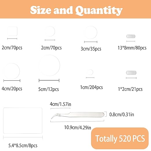 520PCS Double Sided Tape Removable Strong Adhesive Dots Heavy Duty Sticky Pads Putty No Traces Clear Sticky Tack for Picture, Poster, Art Craft, Decoration, Party Office Supplies