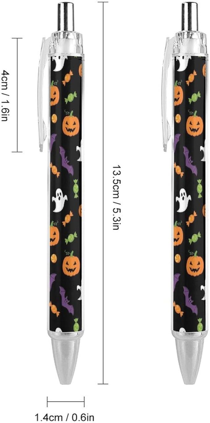 Womens Cute Retractable Pens Halloween Pumpkin Ghost Ballpoint Pens with Black Ink Smooth Writing Pen Office Stationery Supplies, 0.5mm, 2 Pcs