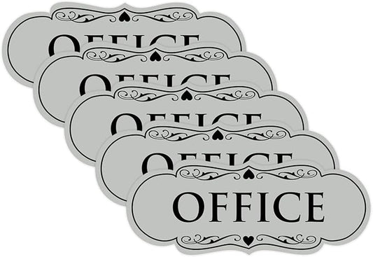 All Quality Designer Office Sign | Easy Installation - Lt Gray - Large (5 Pack)