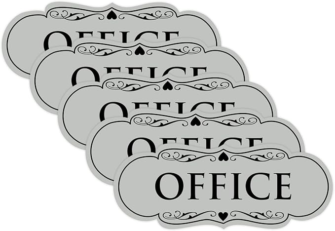 All Quality Designer Office Sign | Easy Installation - Lt Gray - Medium (5 Pack)