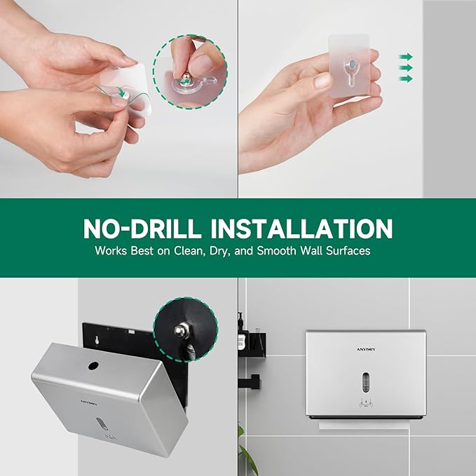 Wall-Mounted Paper Towel Dispenser – Fits Tri-Fold Towels up to 10x3.1 Inches, Holds 200 Sheets, Ideal for Home & Commercial Use (Silver)