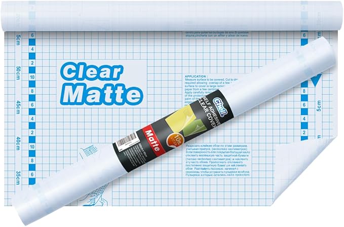 Chell Matte Clear Contact Paper Roll for Books, Crafts and Countertops, Self Adhesive Book Cover, 17.5 in x 10 ft