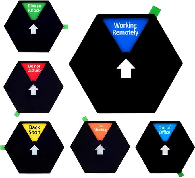 Kichwit Privacy Sign, Do Not Disturb Sign, Please Knock, In a Meeting, Working Remotely, Out of Office, Back Soon, 6 Inches, Black