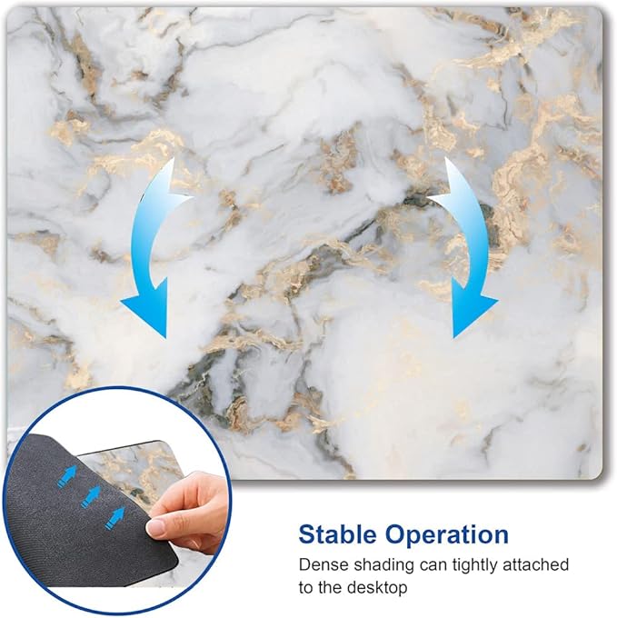 Mouse Pad, Gray Gold Marble Mouse Pad, Premium-Textured Marbling Mouse Mat Square Waterproof Non-Slip Rubber Base Computer Mousepad for Office Laptop Desk