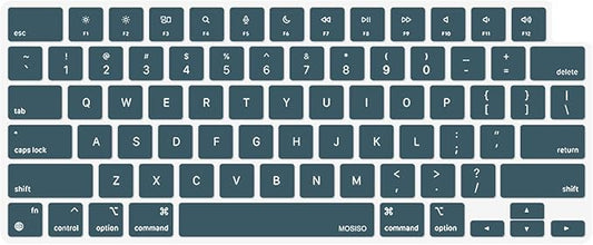 MOSISO Keyboard Cover Skin Compatible with MacBook Air 15 inch M3 A3114 M2 A2941/Air 13.6 A3113 A2681/Pro 14/16 M4 M3 M2 M1, Deep Teal