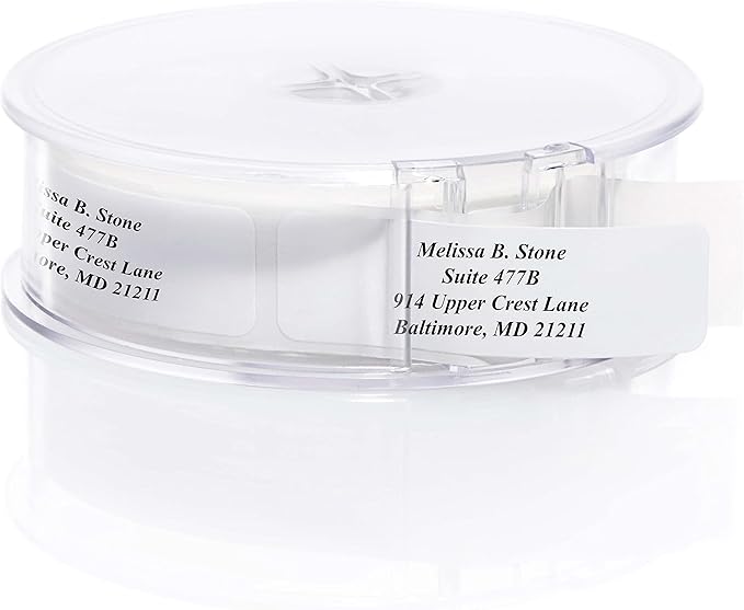 White Personalized Return Address Labels with Elegant Dispenser - Roll of 500 Custom Stickers