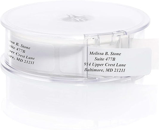 White Personalized Return Address Labels with Elegant Dispenser - Roll of 500 Custom Stickers