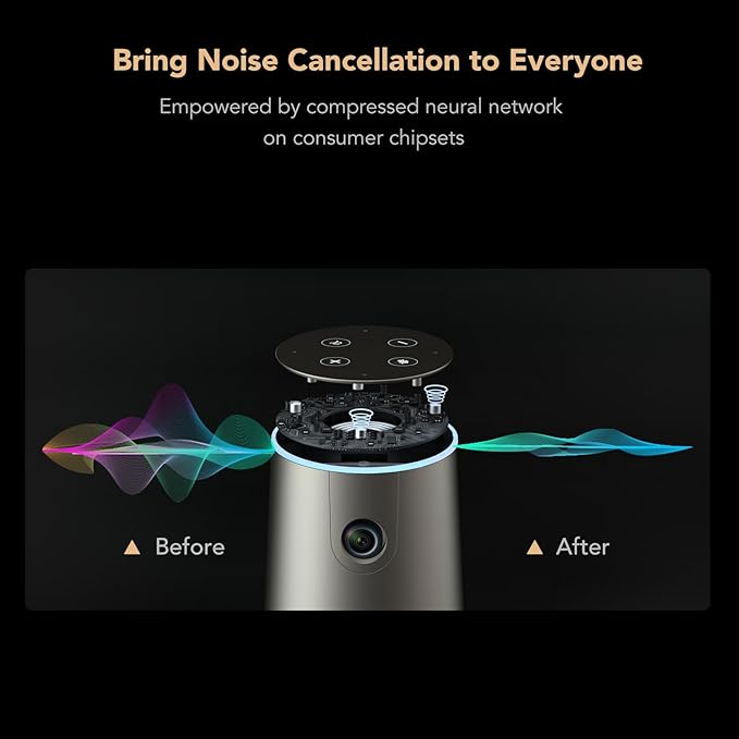 NUROUM C46 4K Video Conference Webcam, 8MP CMOS/AI Auto-Framing/5x Zoom, Conference Room Camera with Noise Cancelling Microphone&Speaker, 16ft Voice Pickup for PC/Laptop Zoom/Teams