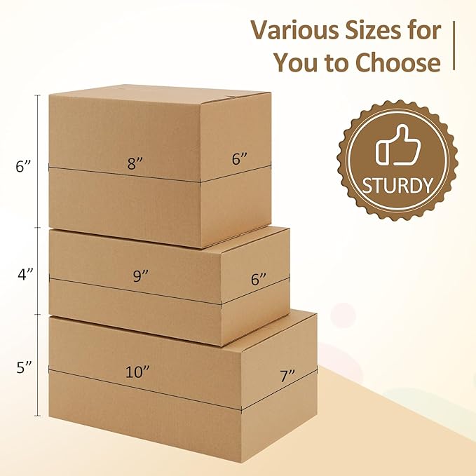 Eupako 8x6x6-Small-Shipping-Boxes-30-Pack-Brown-Corrugated-Box-Mailers, Cardboard Boxes for Packaging Small Business, Mailing
