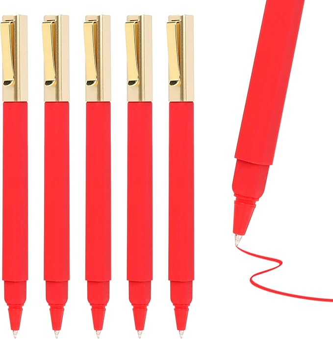 12 Pack Gel Pens Red 0.5mm Medium Point Red Gel Ink Pens with Cap Quick Drying Ballpoint Pen Smooth Writing Fine Point Pen for Journaling School Office Supplies