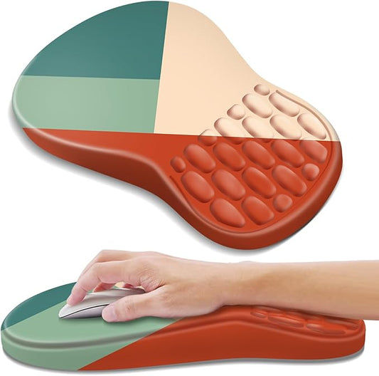 YIWEI Ergonomic Mouse Pad with Wrist Rest Support, Mousepad with Comfortable Memory Foam Wrist Rest and Non-Slip PU Base for Pain Relief, Computer, Laptop, Office, Home (Blocks)