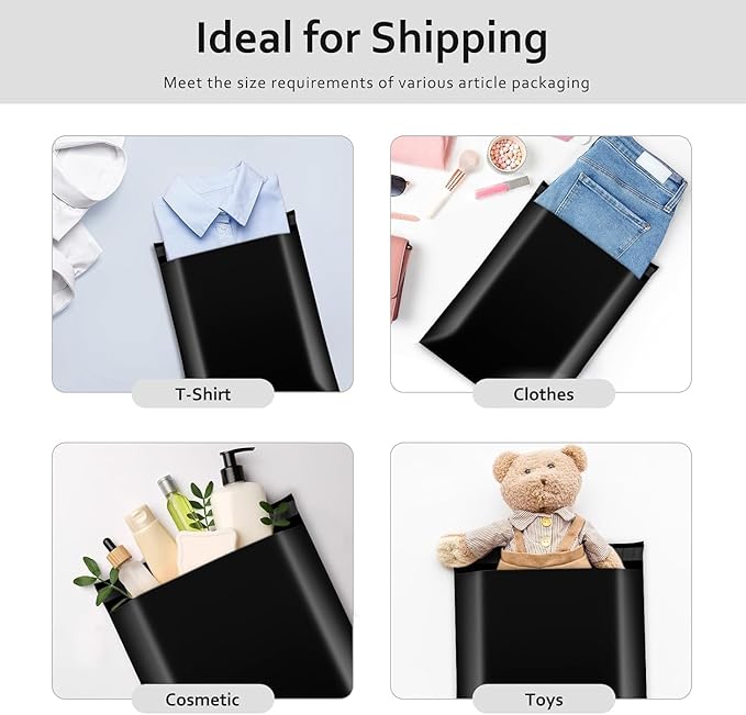 Metronic 1000Pack Black Poly Mailers 10x13, Bulk Shipping Bags Envelopes with Self Adhesive, Waterproof and Tear-Proof Packaging Bag Postal Bags for Small Business